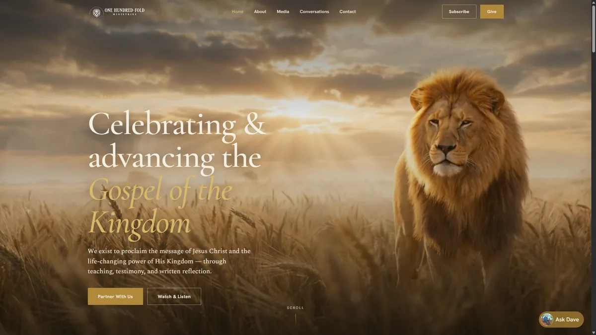 100 Fold Ministries website
