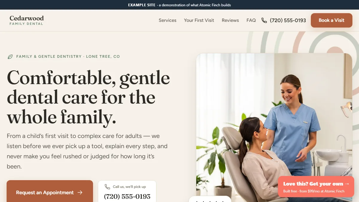 Cedarwood Family Dental website