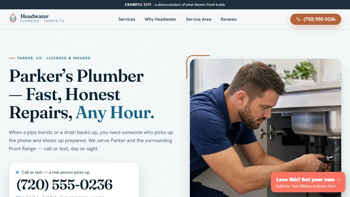 Headwater Plumbing website