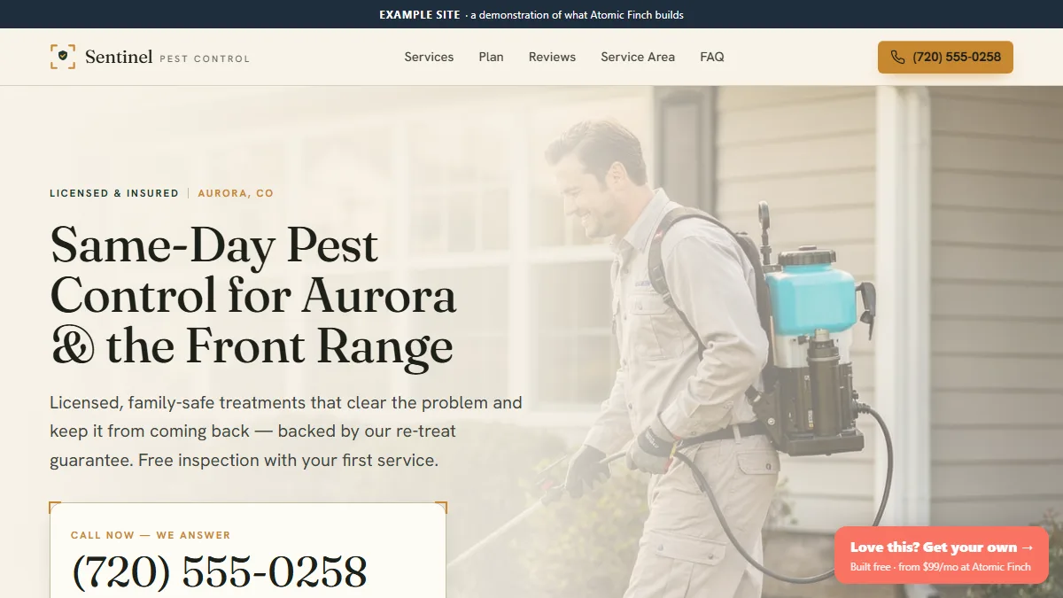 Sentinel Pest Control website
