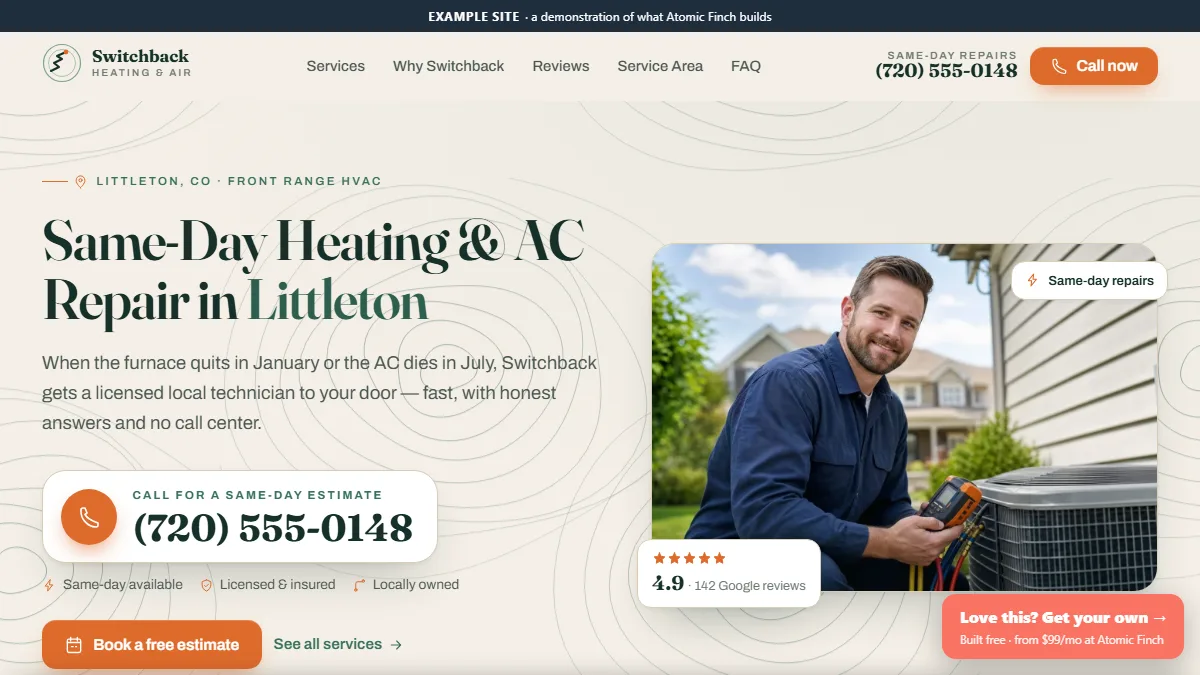Switchback Heating & Air website
